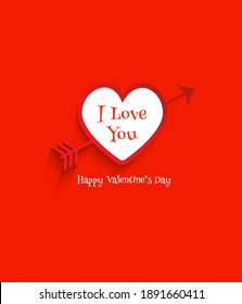 Valentines day cart with heart with text I love you. Vector illustration 