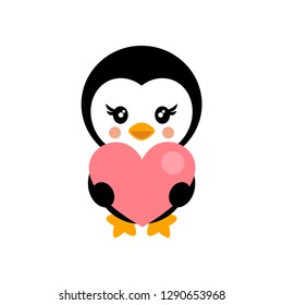 valentines day cartoon penguin with heart
