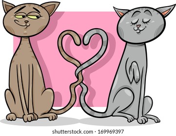 Valentines Day Cartoon Vector Illustration of Funny Cats Couple in Love