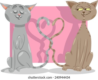 Valentines Day Cartoon Vector Illustration of Funny Cats in Love