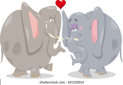 Valentines Day Cartoon Vector Illustration of Cute Elephants in Love