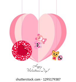 Valentine's Day, cat, bunny, bear, heart,smiley, vector background