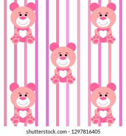 Valentine's Day, cat, bunny, bear, heart,smiley, vector background