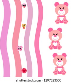 Valentine's Day, cat, bunny, bear, heart,smiley, vector background