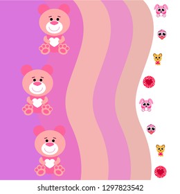 Valentine's Day, cat, bunny, bear, heart,smiley, vector background
