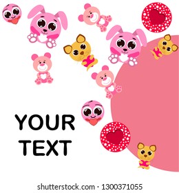 Valentine's Day, cat, bunny, bear, heart,smiley, vector background Valentine's Day, cat, bunny, bear, heart,smiley, vector background