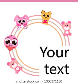 Valentine's Day, cat, bunny, bear, heart,smiley, vector background