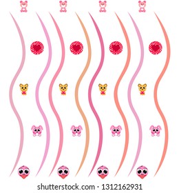 Valentine's Day, cat, bunny, bear, heart,smiley, vector background