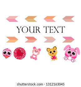 Valentine's Day, cat, bunny, bear, heart,smiley, vector background