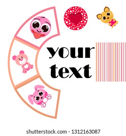 Valentine's Day, cat, bunny, bear, heart,smiley, vector background