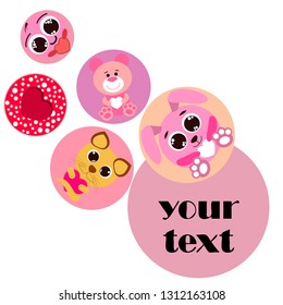Valentine's Day, cat, bunny, bear, heart,smiley, vector background