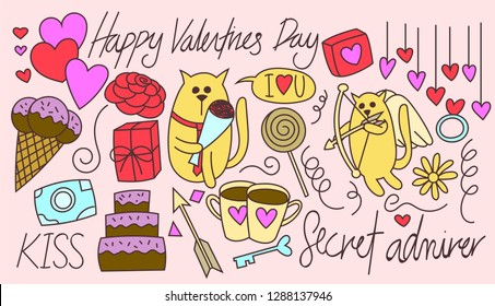 Valentines Day Cat doodle 