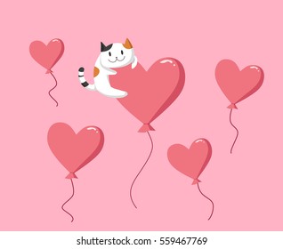 Valentine's Day cat holding heart.