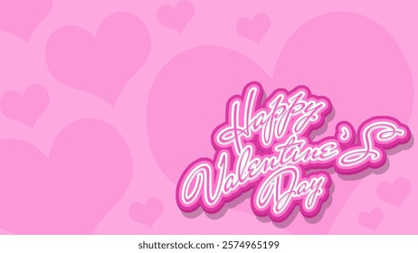 Valentine's Day is celebrated on February 14. Calligraphy text with copy space on pink background.