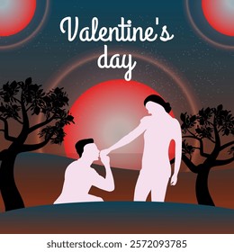 Valentine's day celebration background for couples with happy valentines day saying and vector illustration with beautiful background