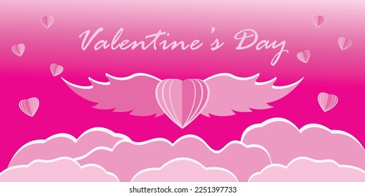 Valentine's day celebration background full of love with wings