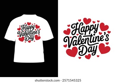 Valentine's Day Celebration Design with Heart Motifs and Stylish Lettering