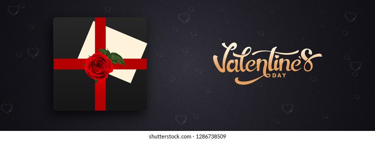 Valentine's Day celebration header or banner design with illustration of gift box.