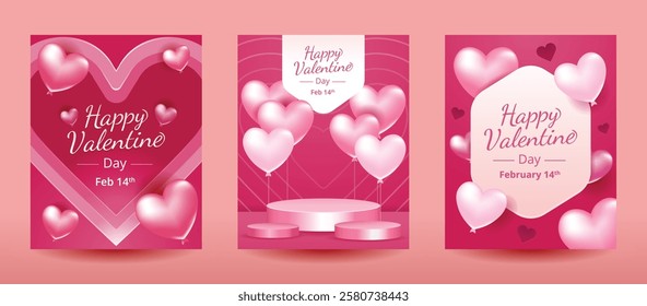 Valentines day celebration instagram post template collection