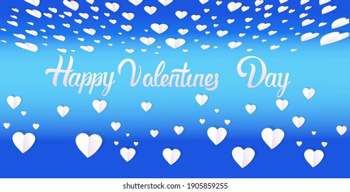 valentines day celebration love banner flyer or greeting card with hearts horizontal vector illustration
