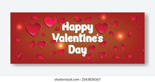 Valentines Day celebration party editable Horizontal web banner, social media cover header and Valentines web banner, Valentine's Day illustration background design