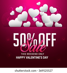 Valentine's Day celebration Poster, Banner or Flyer design of Sale with different discount offer.