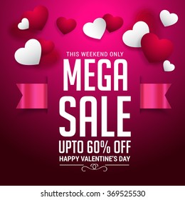 Valentine's Day celebration Poster, Banner or Flyer design of Sale with different discount offer.