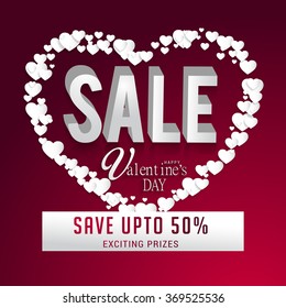 Valentine's Day celebration Poster, Banner or Flyer design of Sale with different discount offer.