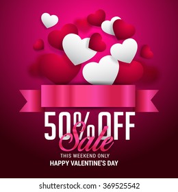 Valentine's Day celebration Poster, Banner or Flyer design of Sale with different discount offer.