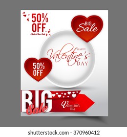 Valentine's Day celebration Poster, Banner or Flyer design of Sale with different discount offer.