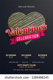 Valentine's Day celebration template or flyer design with creative heart shape illustration.