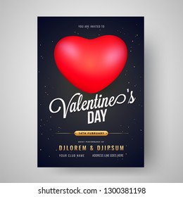 Valentine's Day celebration template or flyer design with time, date and venue details. 