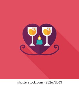 Valentine's day champagne flat icon with long shadow,eps10