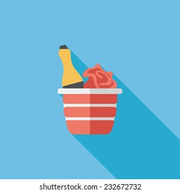 Valentine's day champagne flat icon with long shadow,eps10