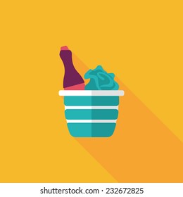 Valentine's day champagne flat icon with long shadow,eps10
