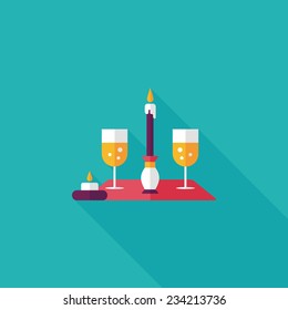 Valentine's day champagne flat icon with long shadow,eps10 