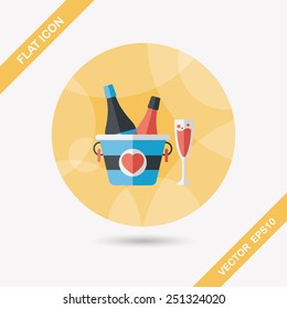 Valentine's day champagne flat icon with long shadow,eps10