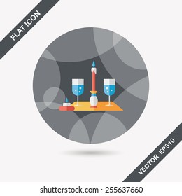 Valentine's day champagne flat icon with long shadow,eps10