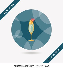 Valentine's day champagne flat icon with long shadow,eps10