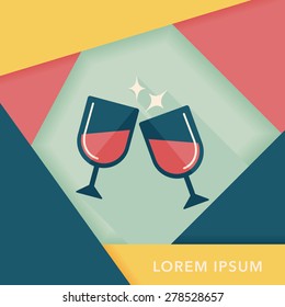 Valentine's day champagne flat icon with long shadow,eps10