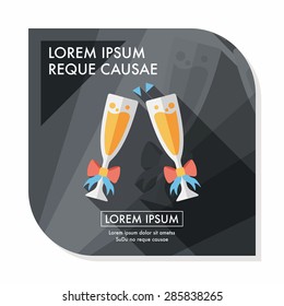 Valentine's day champagne flat icon with long shadow,eps10
