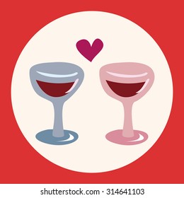 Valentine's day champagne flat icon elements background,eps10