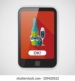 Valentine's day champagne flat icon with long shadow,eps10