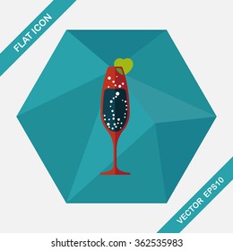 Valentine's day champagne flat icon with long shadow,eps10