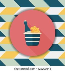Valentine's day champagne flat icon with long shadow,eps10