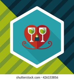 Valentine's day champagne flat icon with long shadow,eps10