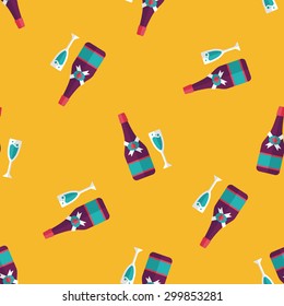 Valentine's day champagne flat icon,eps10 seamless pattern background