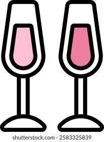 Valentine's Day Champagne Glass Icon 