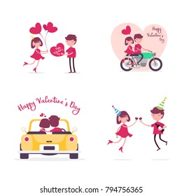 Valentine's Day Character Sets Flat Design