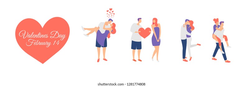 Valentine's Day characters set. Vector illustration EPS10